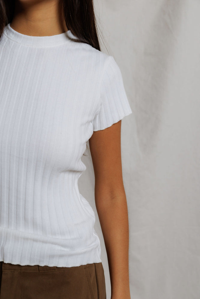 Suri Poorboy Rib Cap Sleeve Crew Tee