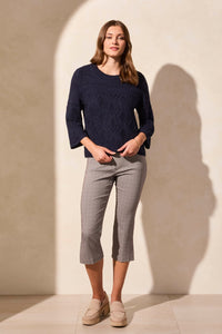 Bell Sleeve Cable Knit Crew Sweater