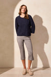 Bell Sleeve Cable Knit Crew Sweater