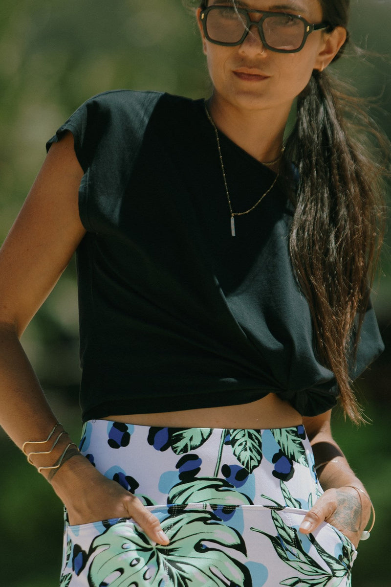 Cap-Sleeve Crewneck Top