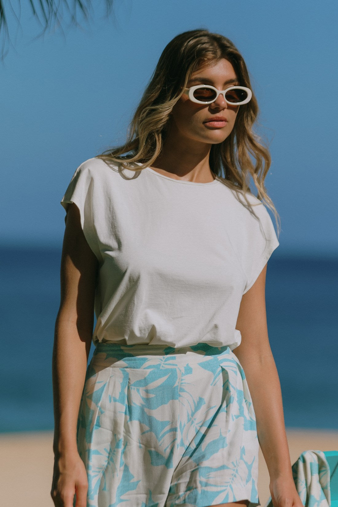 Cap-Sleeve Crewneck Top