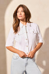 Stretch Elbow-Sleeve Denim Jacket