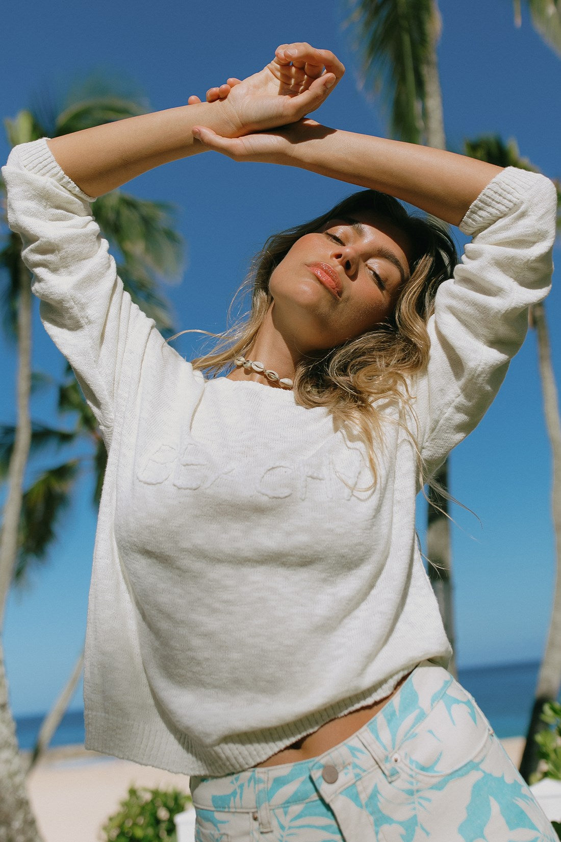 Ivory Scoop Neck Beach Sweater