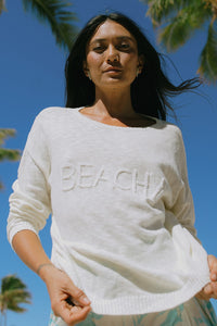 Ivory Scoop Neck Beach Sweater