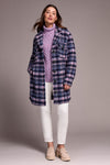 Knit Plaid Notch Collar Shacket