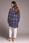 Knit Plaid Notch Collar Shacket