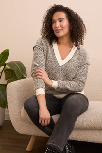 Lightweight Textured Knit V-Neck Sweater