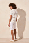 Pointelle Knit Zip-Front Mock Neck