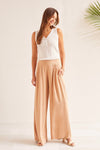 Pull On Linen Blend Flowy Pants With Pockets