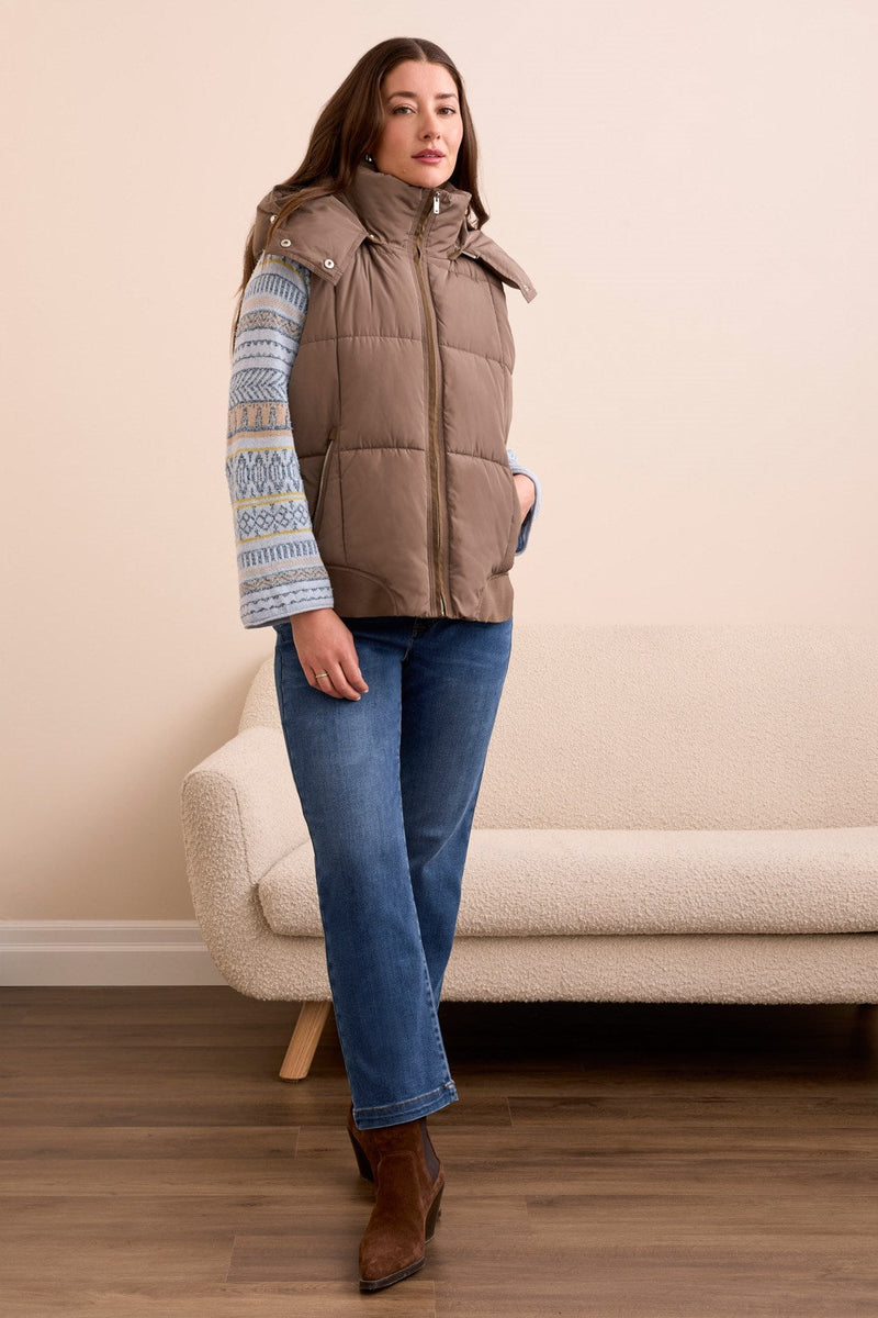 Quilted Puffer Vest With Removable Hood