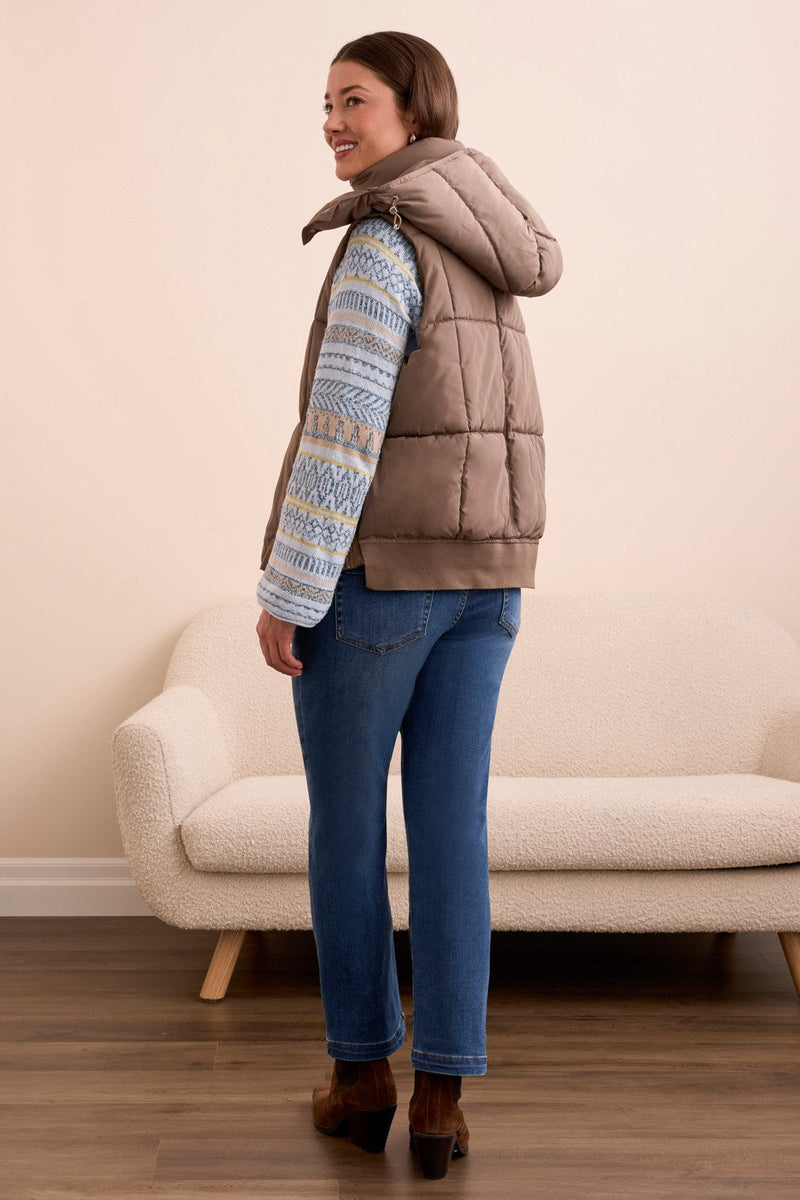 Quilted Puffer Vest With Removable Hood