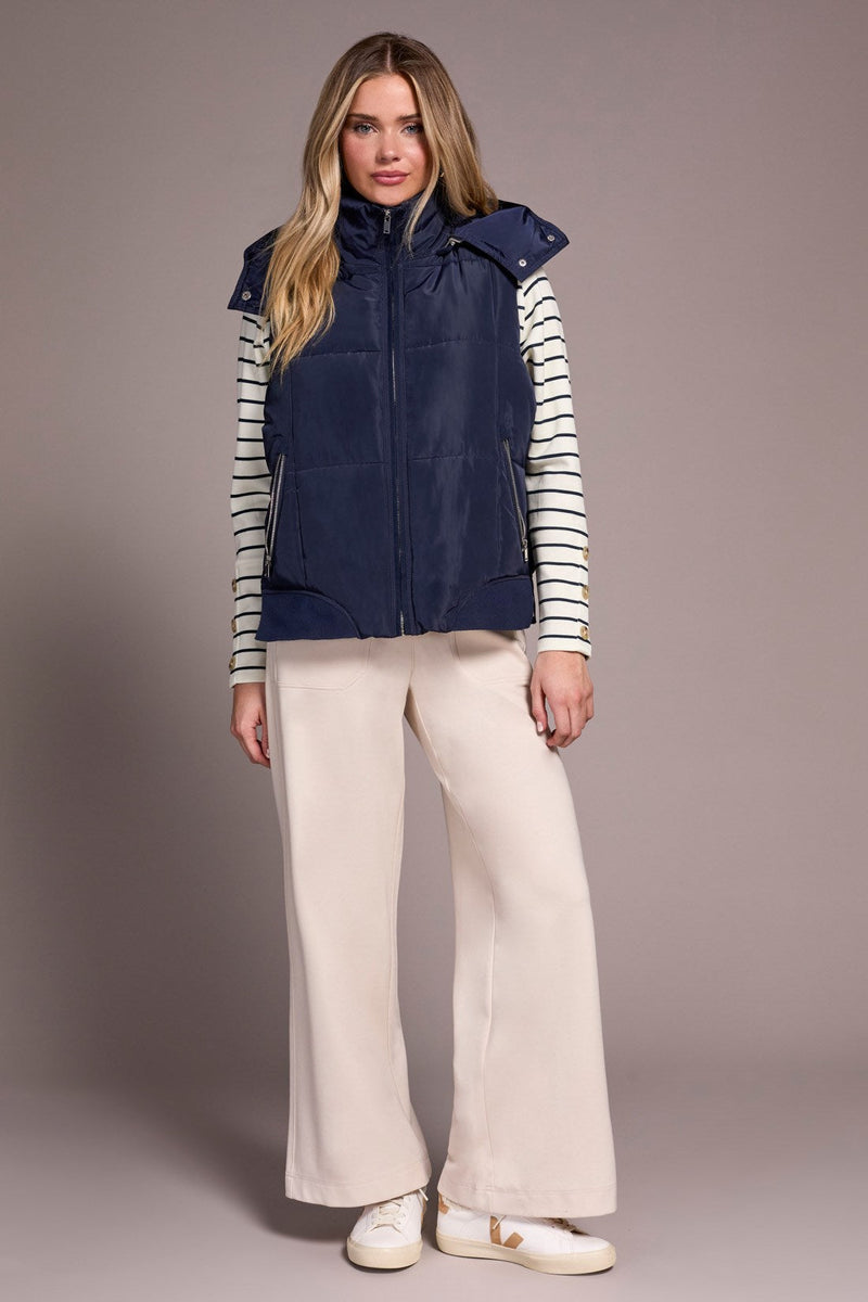 Quilted Puffer Vest With Removable Hood