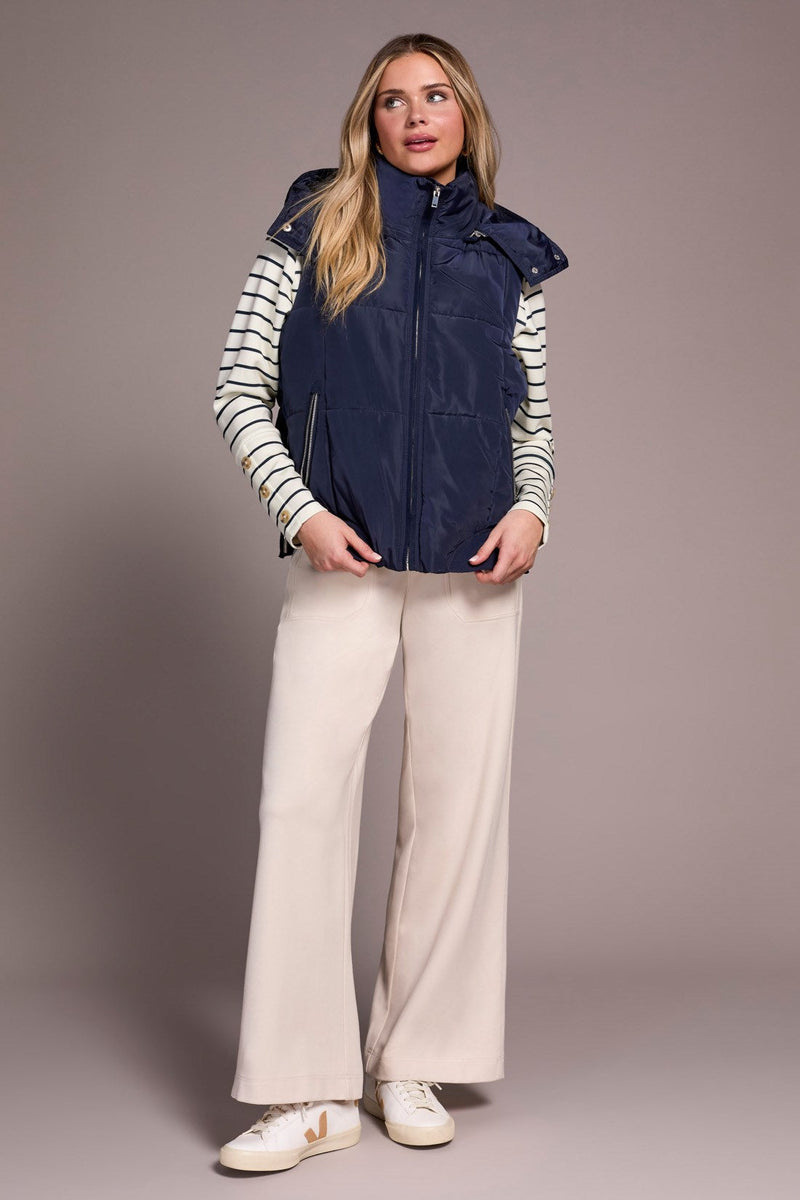 Quilted Puffer Vest With Removable Hood