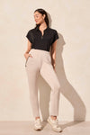 Techno Lux Contrast Trim Pull-On Ankle Pants