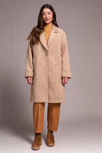 Soft Herringbone Button Front Car Coat
