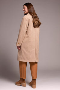 Soft Herringbone Button Front Car Coat