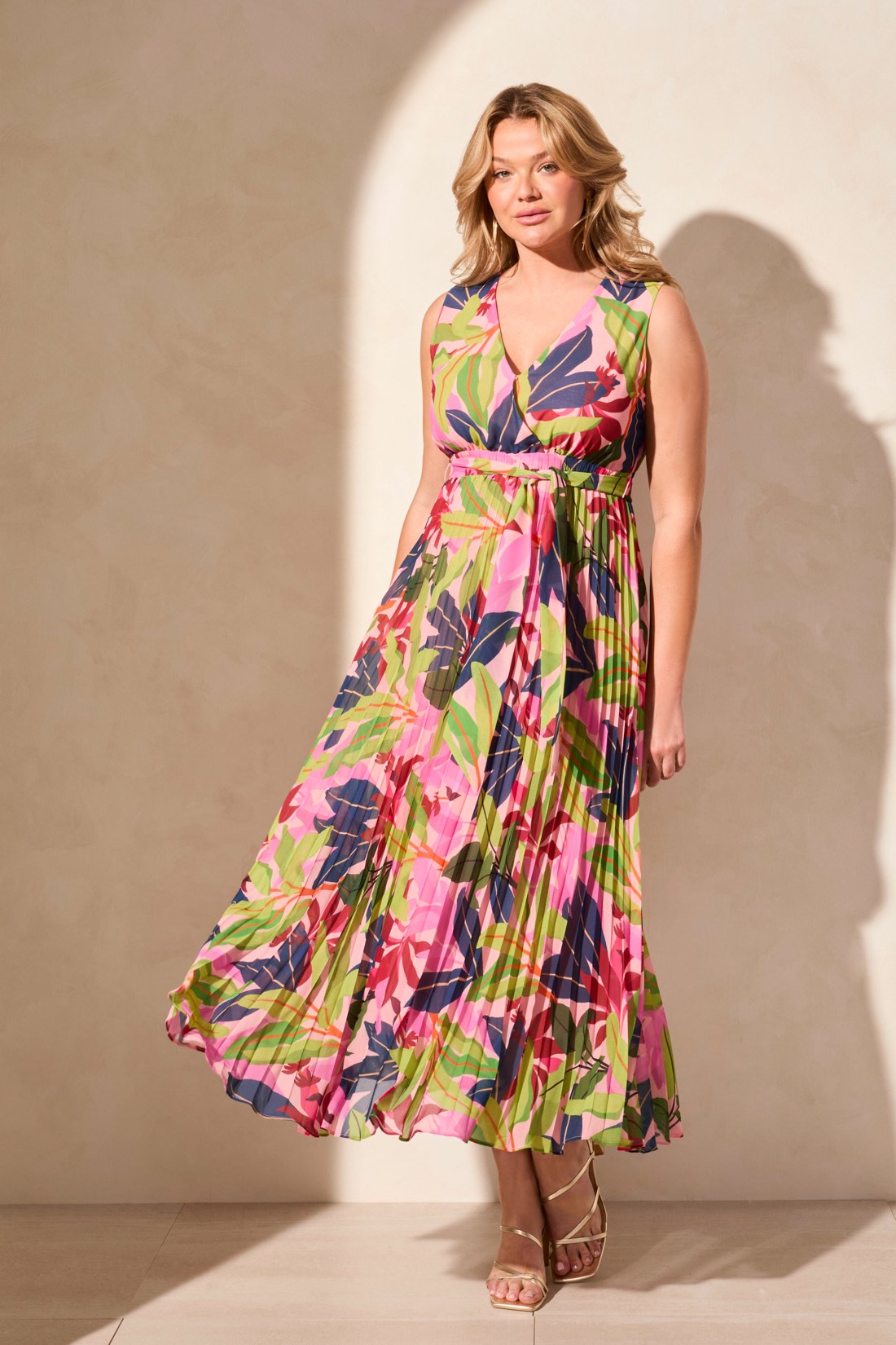 Sleeveless Plisse Maxi Dress