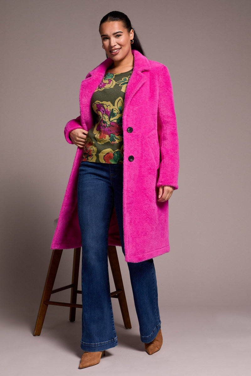 Soft Plush Button Front Coat