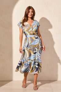 Tiered Short Sleeve V-Neck Dress