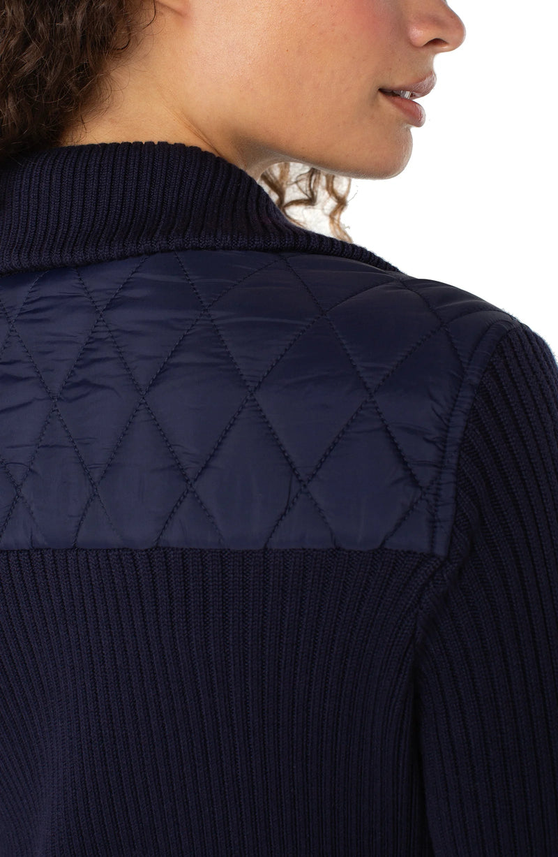 Quilted Zip Front Sweater