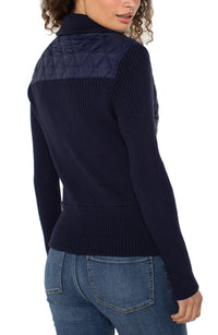 Quilted Zip Front Sweater