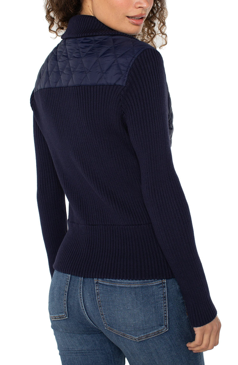 Quilted Zip Front Sweater