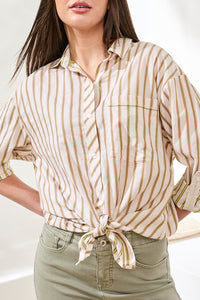 Roll Up Sleeve Button Front Shirt