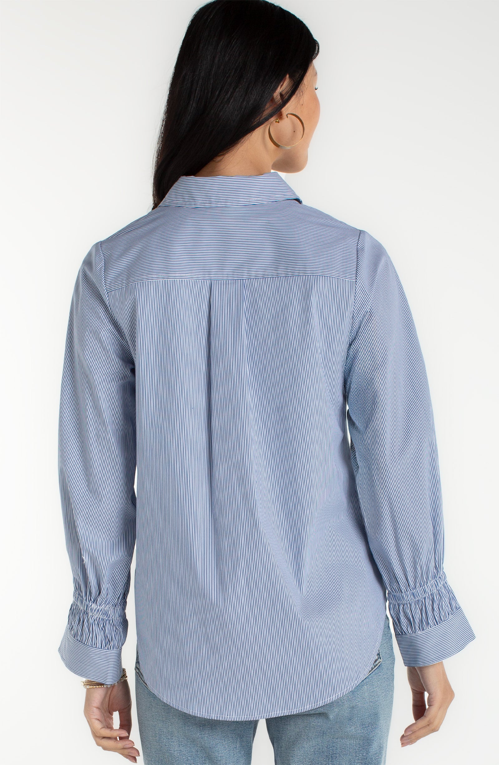 Adjustable Sleeve Button Front Woven Top