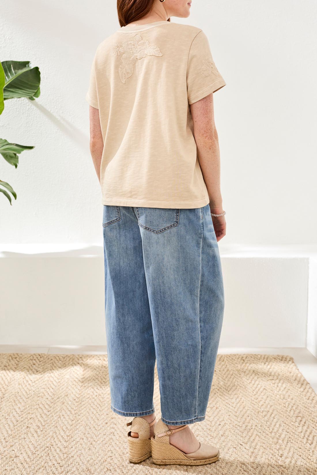 Short Sleeve Embroidered Crew Neck