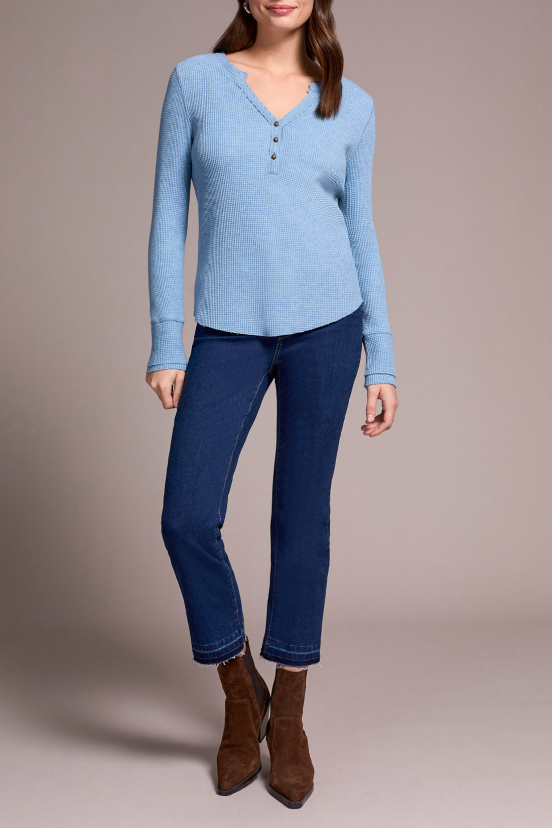 Brushed Waffle Knit Henley