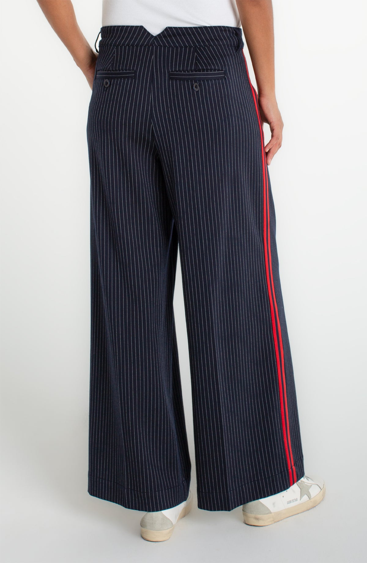 Wide Leg Pleated Trouser with Side Stripe 30"