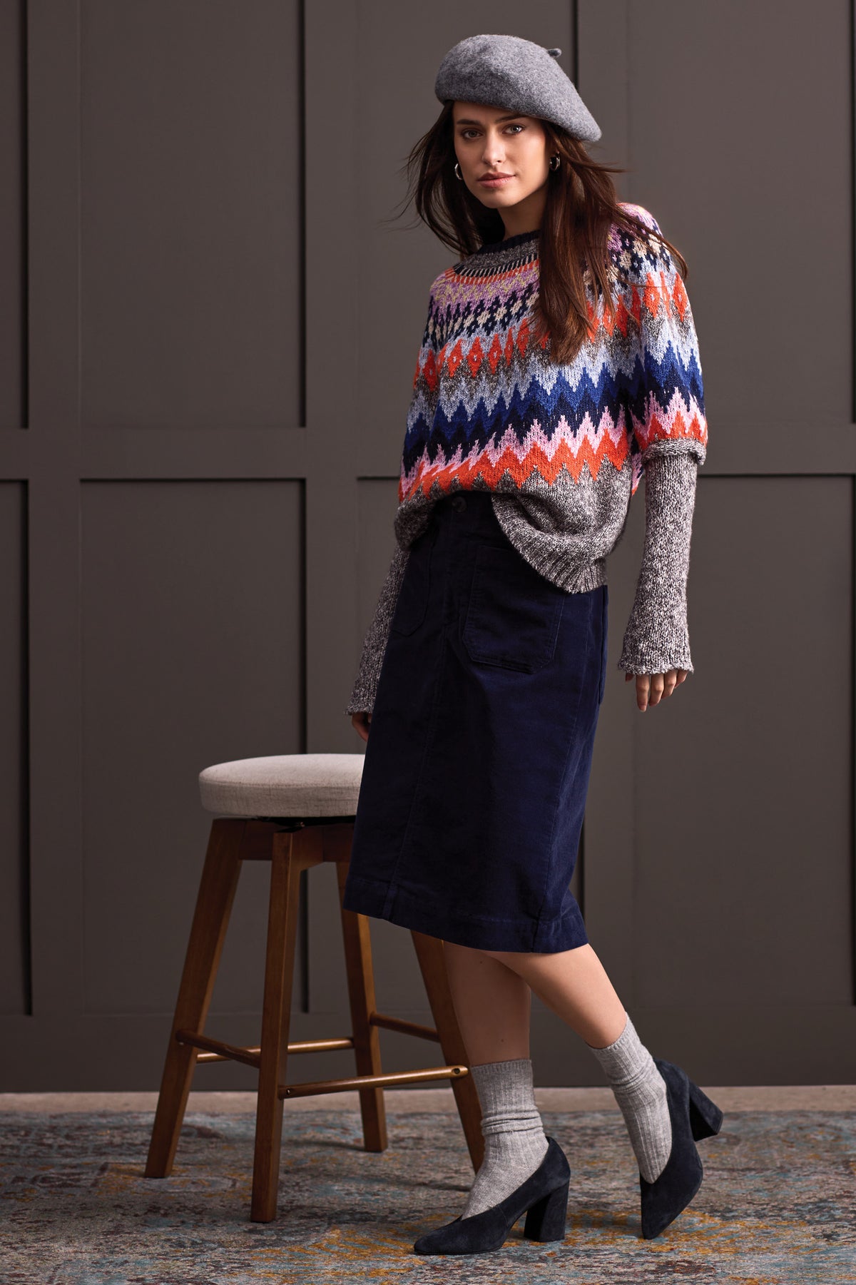 Long Sleeve Intarsia Sweater