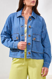 Denim Button Up Jacket with Back Adjustment