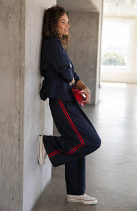 Wide Leg Pleated Trouser with Side Stripe 30"