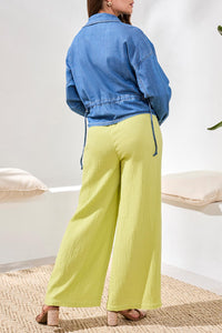 Denim Button Up Jacket with Back Adjustment