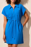4-Way Stretch Polo Dress with Drawcord