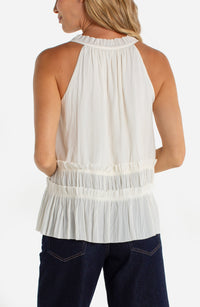 Sleeveless Woven Top With Ruffles