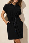 4-Way Stretch Polo Dress with Drawcord