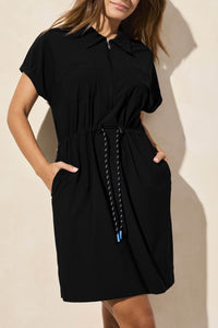 4-Way Stretch Polo Dress with Drawcord
