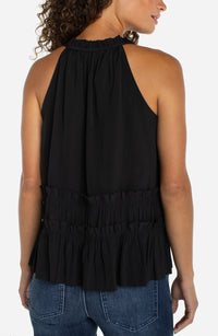 Sleeveless Woven Top With Ruffles