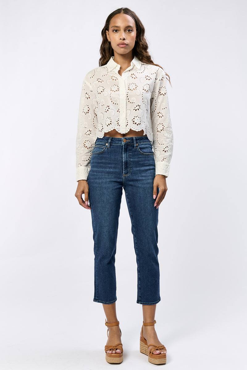 Frankie Straight Fit High Rise Cropped Jeans