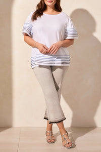 Boat Neck Top with Contrast Stitch