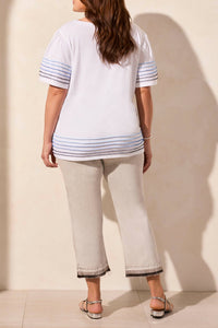 Boat Neck Top with Contrast Stitch