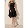 Asymmetrical Cap-Sleeve Crew Neck Dress