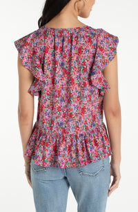 Flutter Sleeve Peplum Top