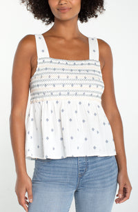 Sleeveless Smocked Woven Top