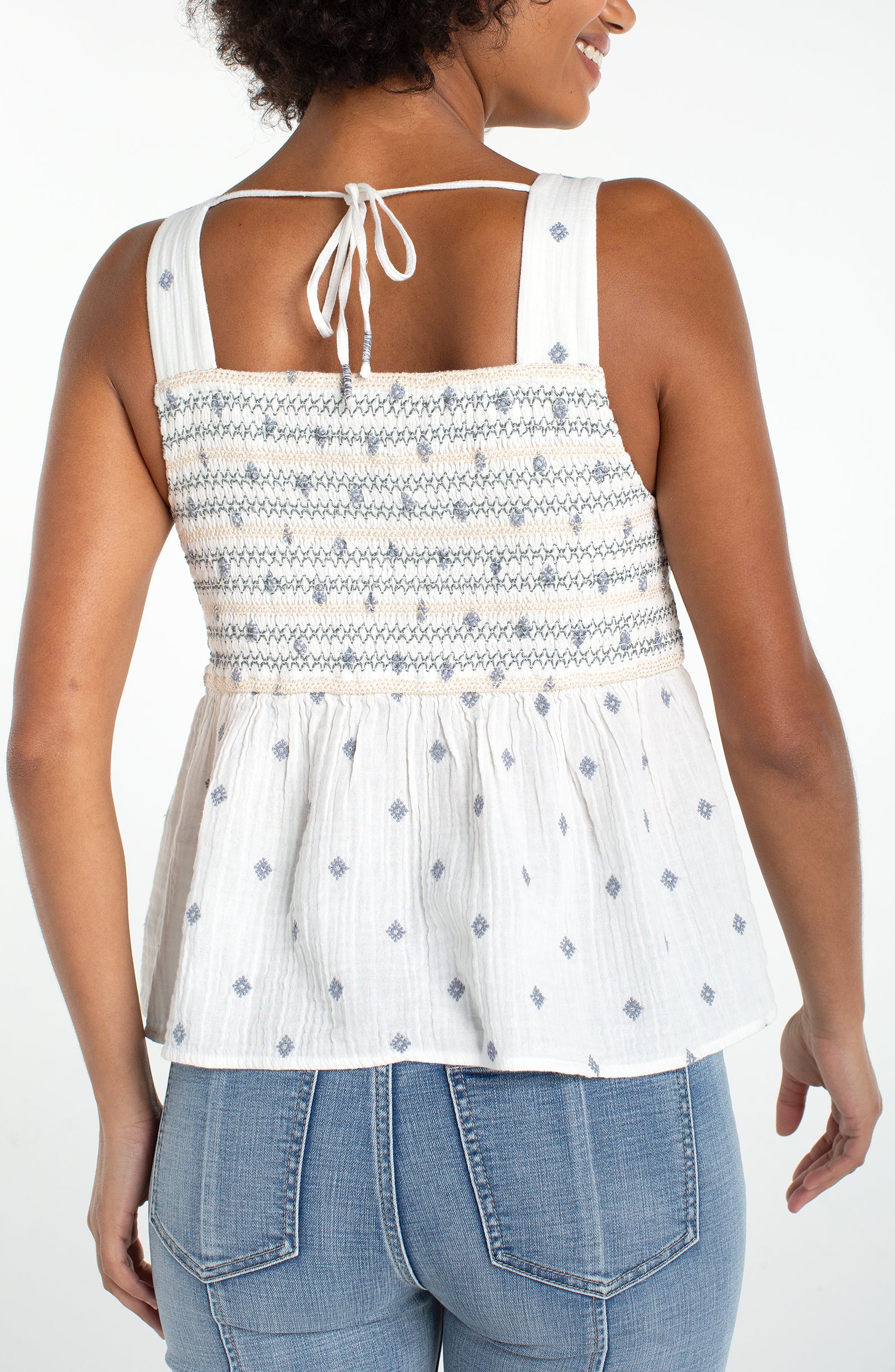 Sleeveless Smocked Woven Top