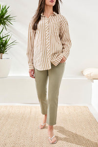 Roll Up Sleeve Button Front Shirt